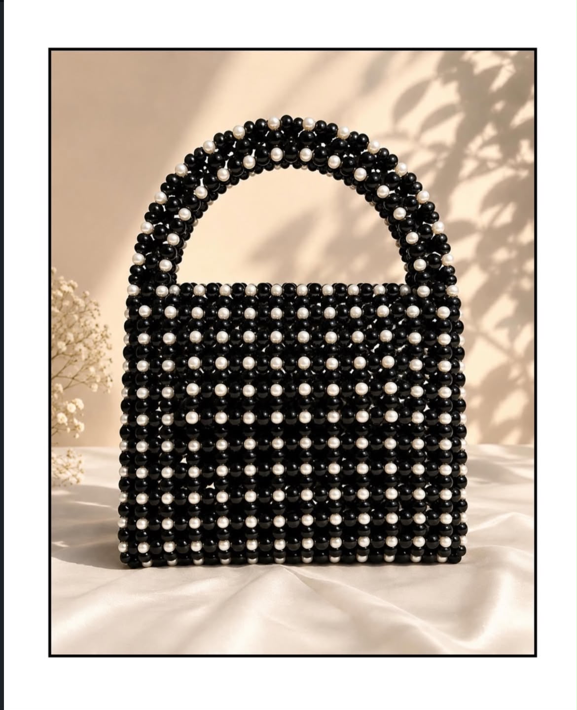 Bubblegum — Black beads with pearl polka dots