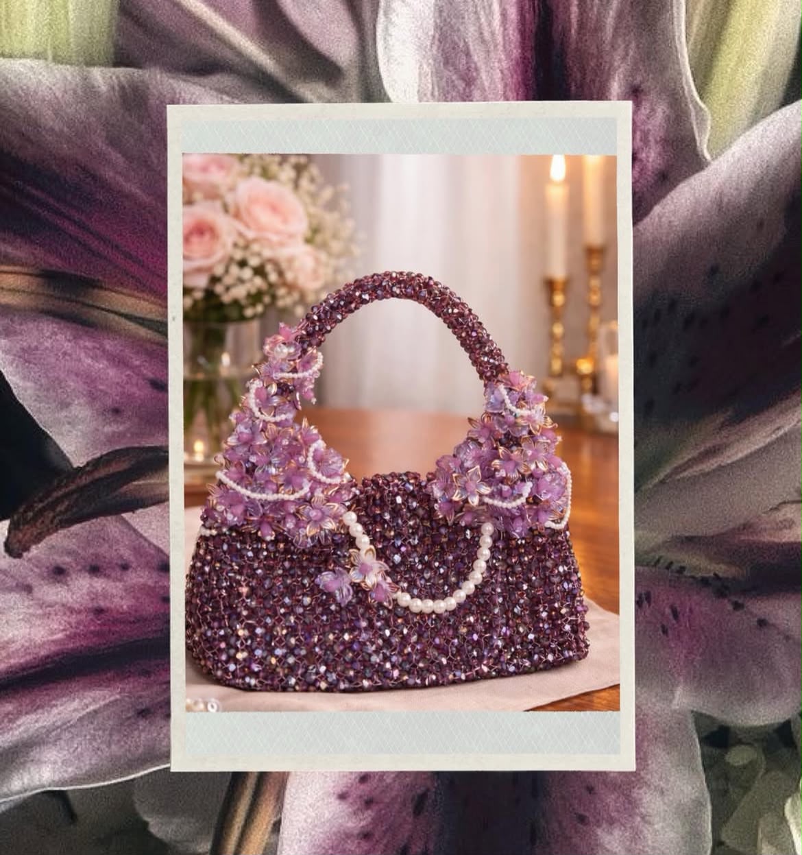 The Lilac Garden — Plum crystal with lilac florals