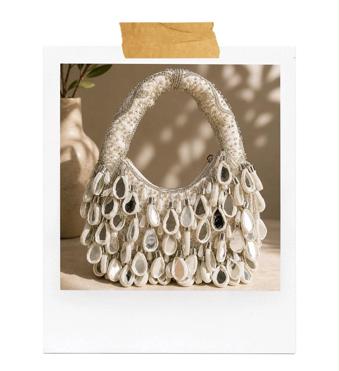 Ivory Drip — Ivory pearl with mirror teardrops