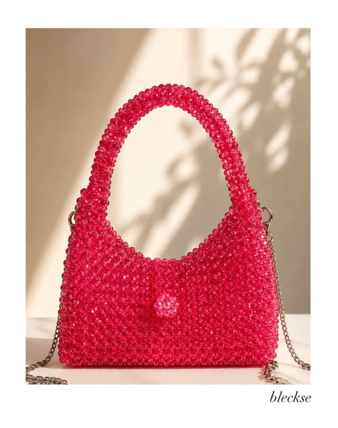 Bubblegum Hobo — Fuchsia crystal hobo with chain