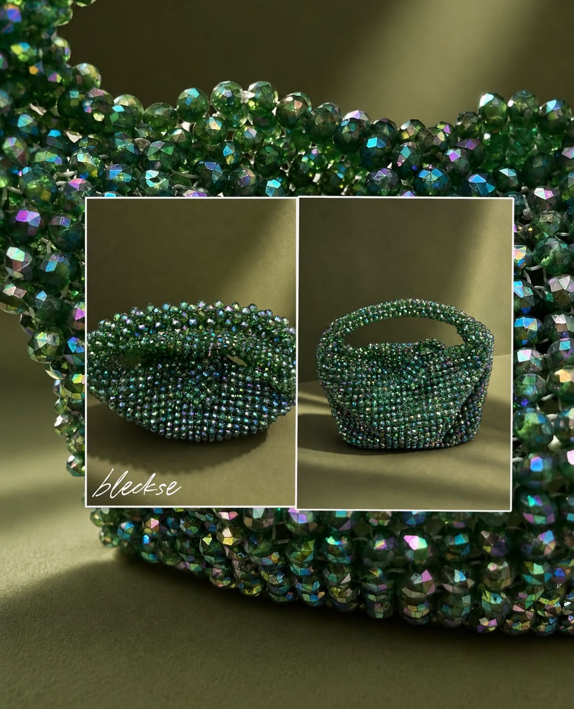 Slay Algae — Iridescent emerald knot bag